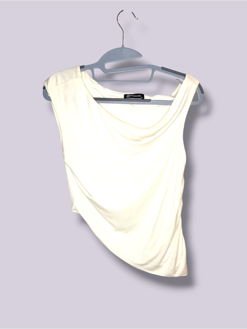 PrettyLittleThing Off-White Asymmetrical draped Tank Top M